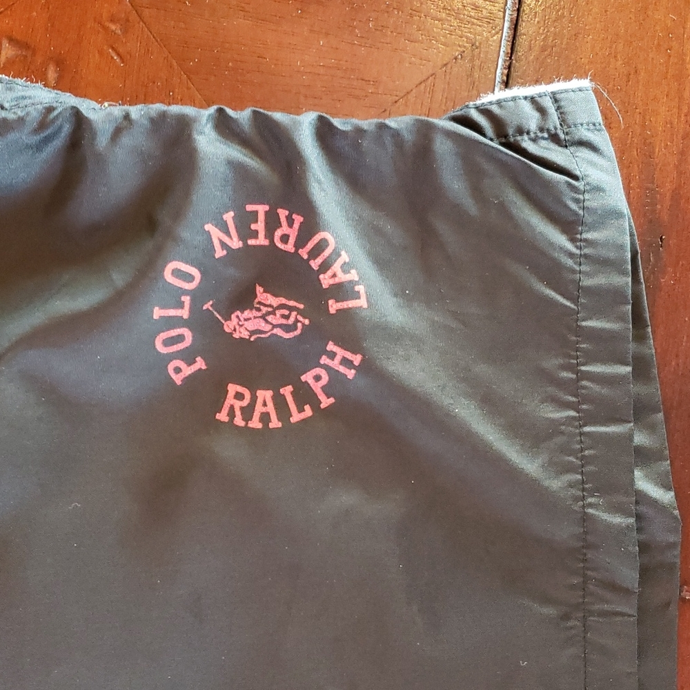 Ralph Lauren Black Nylon Shorts With Red Polo Crest